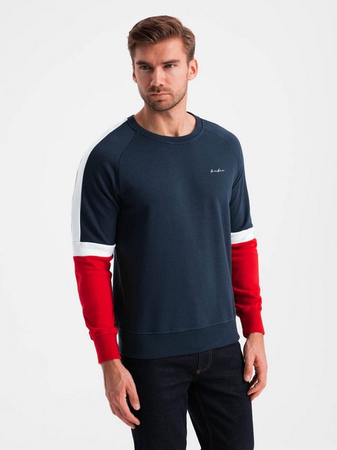 OMBRE Sweatshirt Dreifarbiges Herren-Sweatshirt mit Raglanärmeln günstig online kaufen