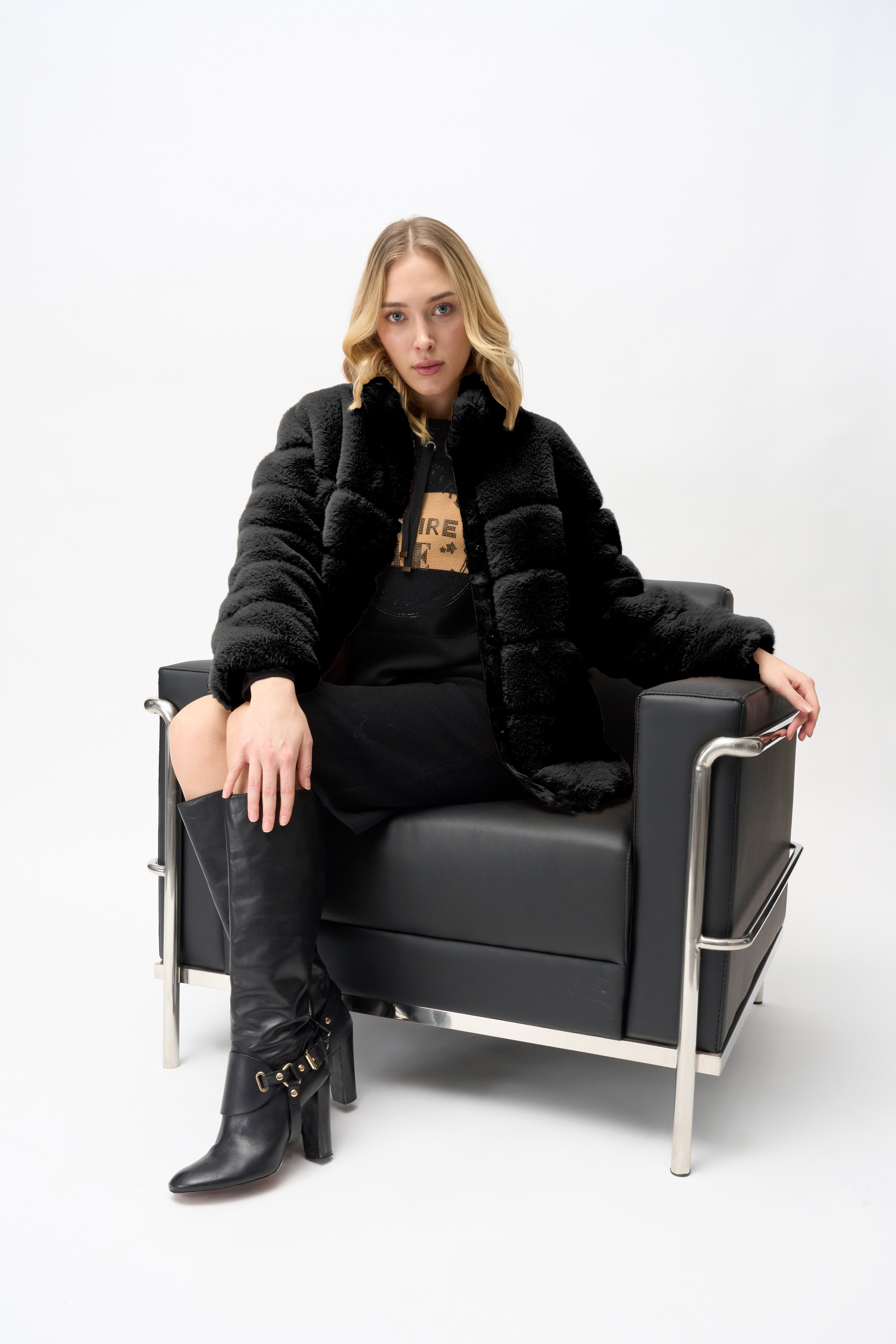 Passioni Fellimitatjacke Webpelz Steppjacke mit hohem günstig online kaufen