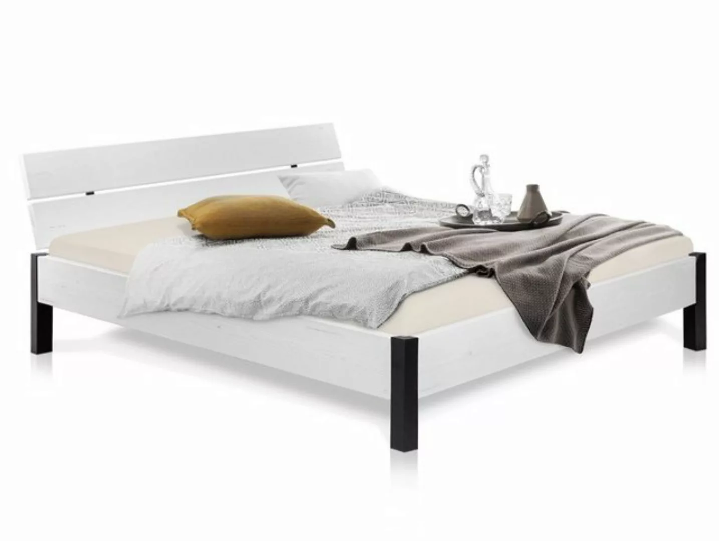 Moebel-Eins Massivholzbett, LUKY Bett Metallfuß, mit Kopfteil, Material Mas günstig online kaufen