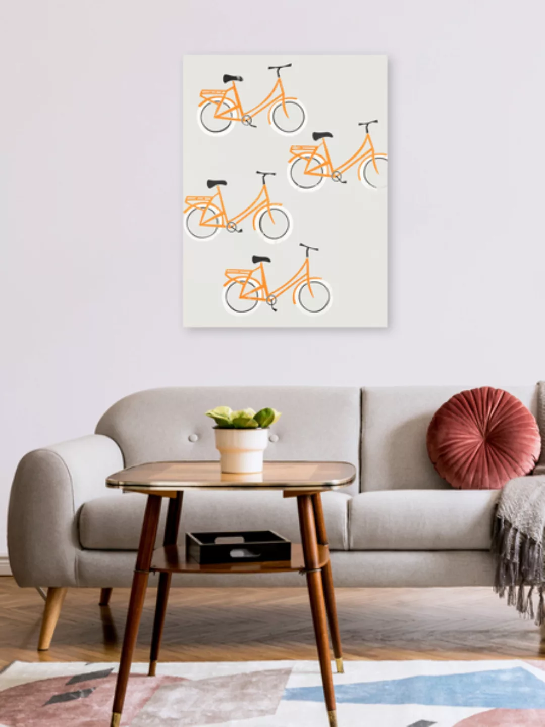 Poster / Leinwandbild - Orange Bicycles günstig online kaufen