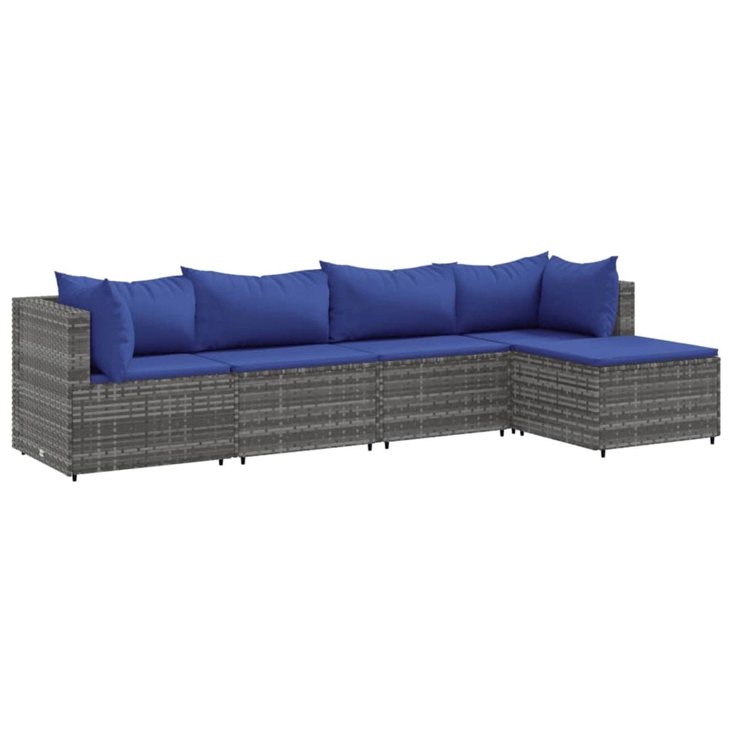 vidaXL 5-tlg Garten-Lounge-Set mit Kissen Grau Poly Rattan Modell 57 günstig online kaufen