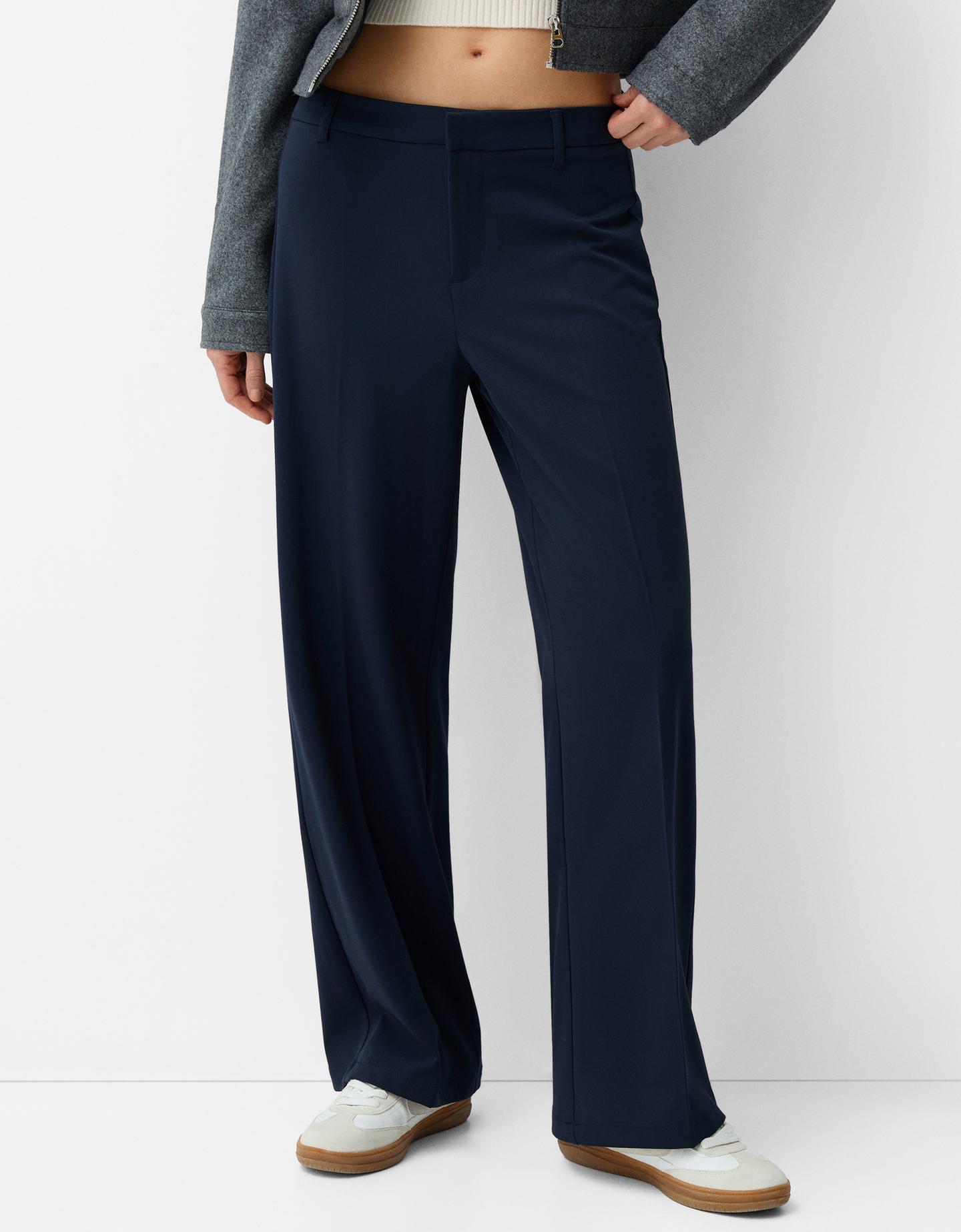 Bershka Wide Leg Tailoring-Hose Damen 44 Marinenblau günstig online kaufen