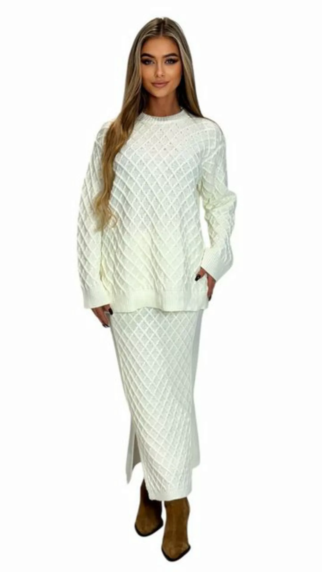 Mississhop Strickkleid Strickset Strickanzug Rock Pullover Damen M.394 günstig online kaufen