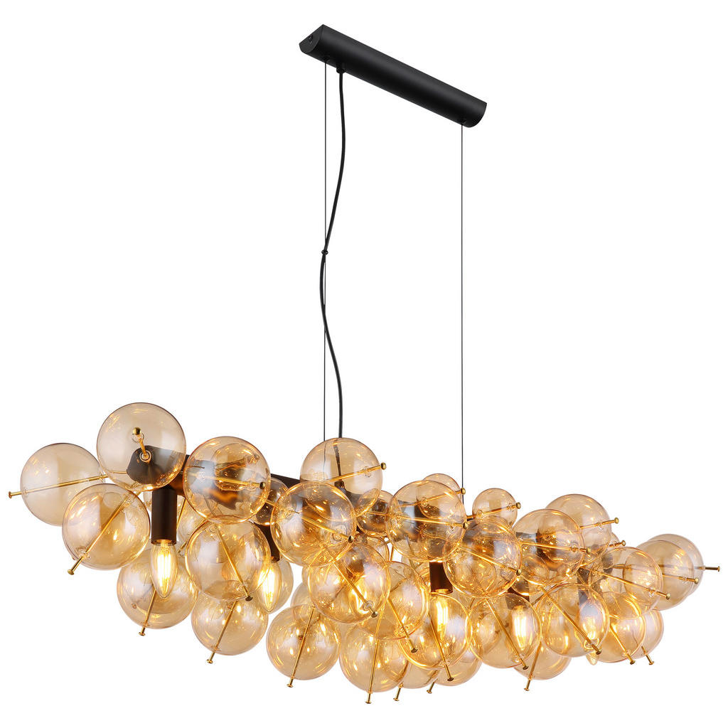 GLOBO Pendelleuchte amber gold schwarz Glas Metall B/H/T: ca. 47x120x103 cm günstig online kaufen