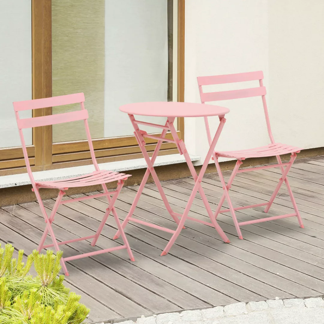 Outsunny Gartenmöbel-Set rosa Metall günstig online kaufen