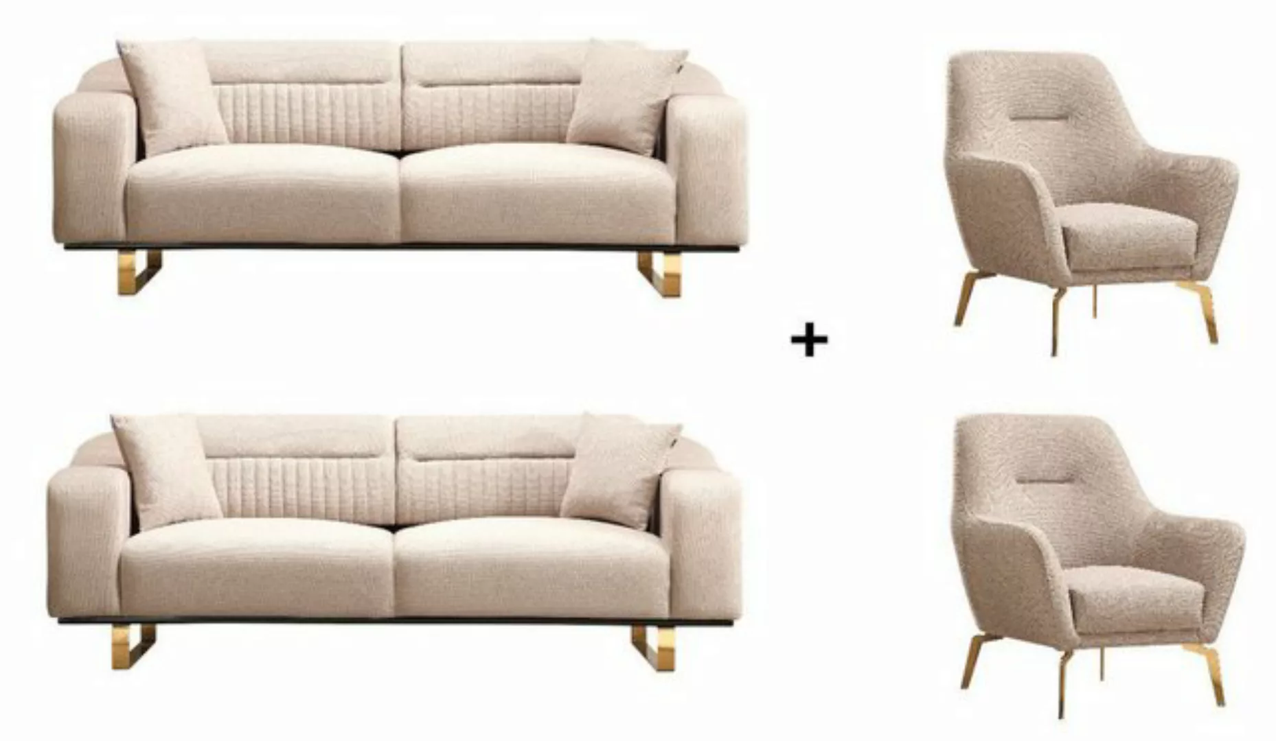 BENEDO MÖBEL Polstergarnitur Neapel Sofa Handarbeit Massivholz Hochwertiger günstig online kaufen