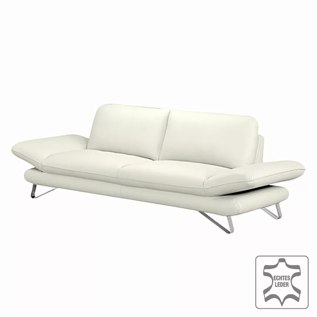 home24 Fredriks Sofa Enzo 2,5-Sitzer Weiß Echtleder 215x83x95 cm (BxHxT) Mo günstig online kaufen