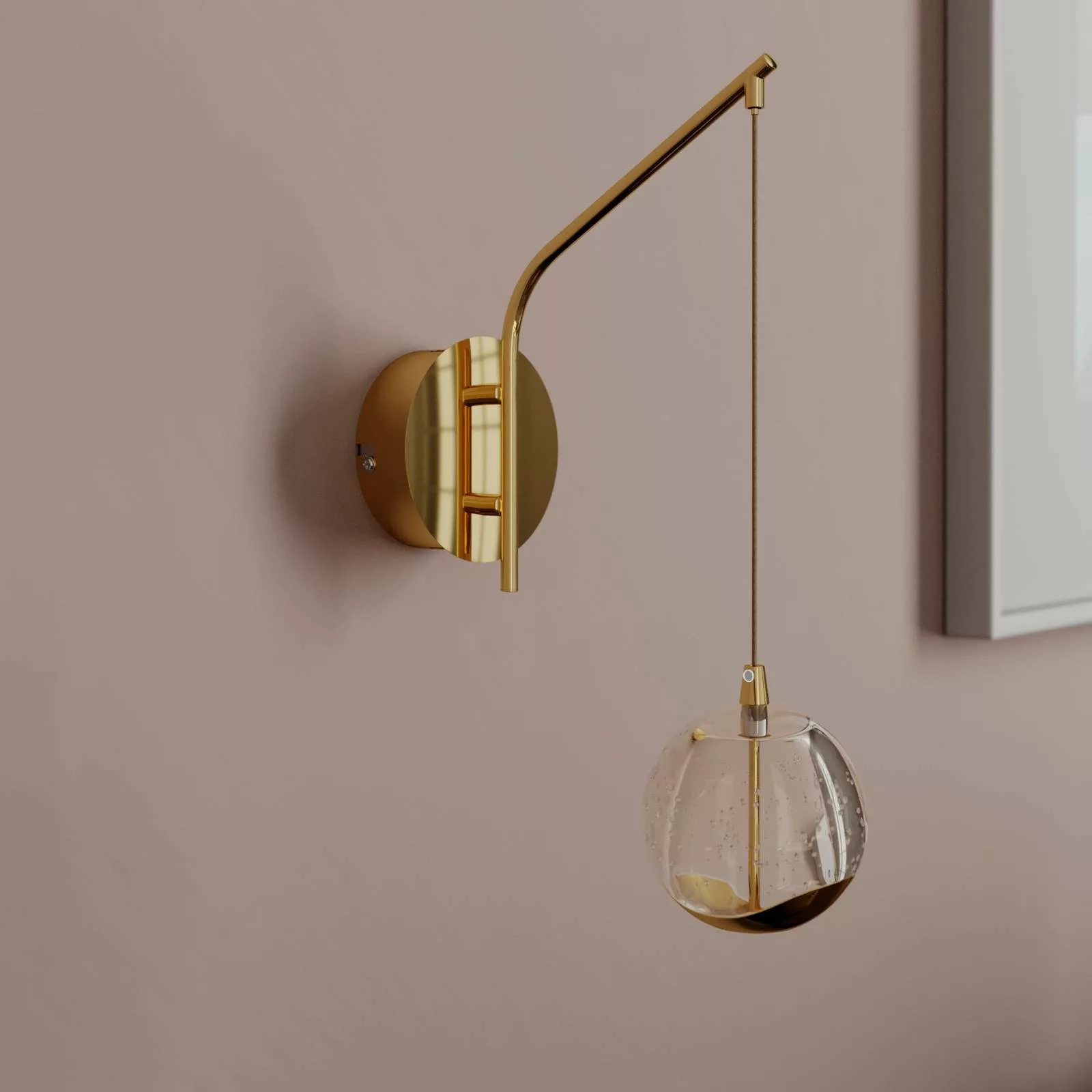 LED-Wandlampe Hayley m. hängender Kugel, gold günstig online kaufen