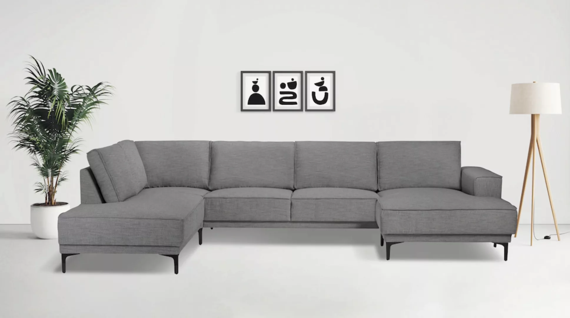 Places of Style Wohnlandschaft "XXL Sofa Oland, Struktur, Flachgewebe, Luxu günstig online kaufen