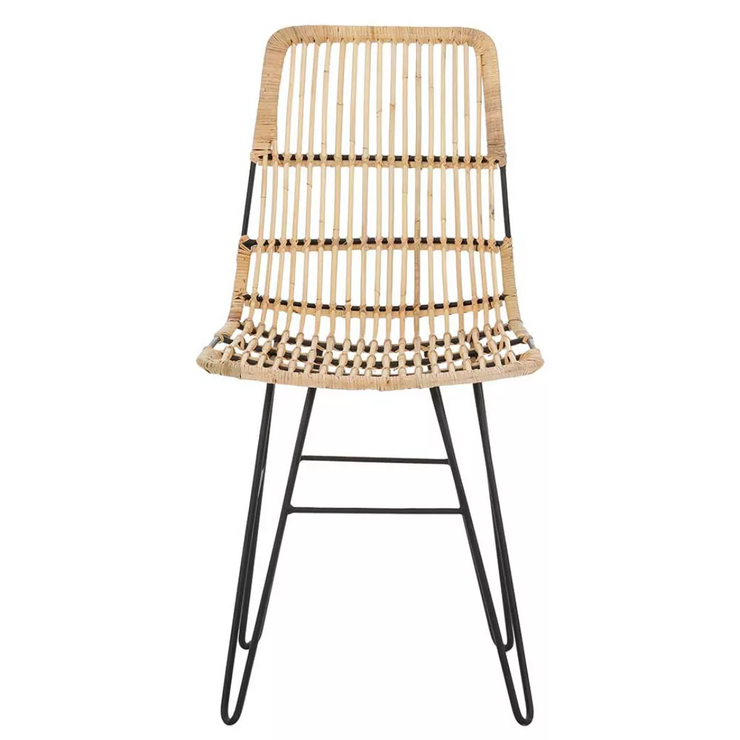 Rattan Stühle in Beige Metallgestell (2er Set) günstig online kaufen