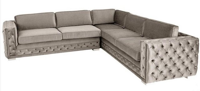 Xlmoebel Ecksofa Wohnlandschaft in Taupe mit Samtbezug und modernem Design günstig online kaufen