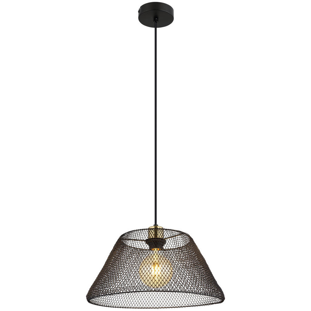 GLOBO Pendelleuchte schwarz gold Metall H/D: ca. 120x36 cm E27 1 Brennstell günstig online kaufen