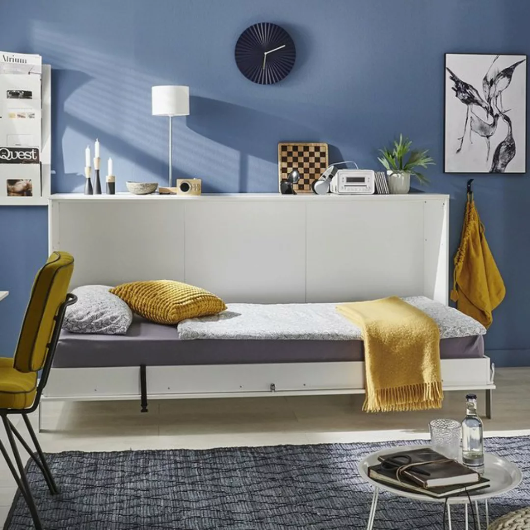 Schrankbett weiß 90x200 cm Jugendbett Gästebett Klappbett JOKSI-43, B/H/T c günstig online kaufen