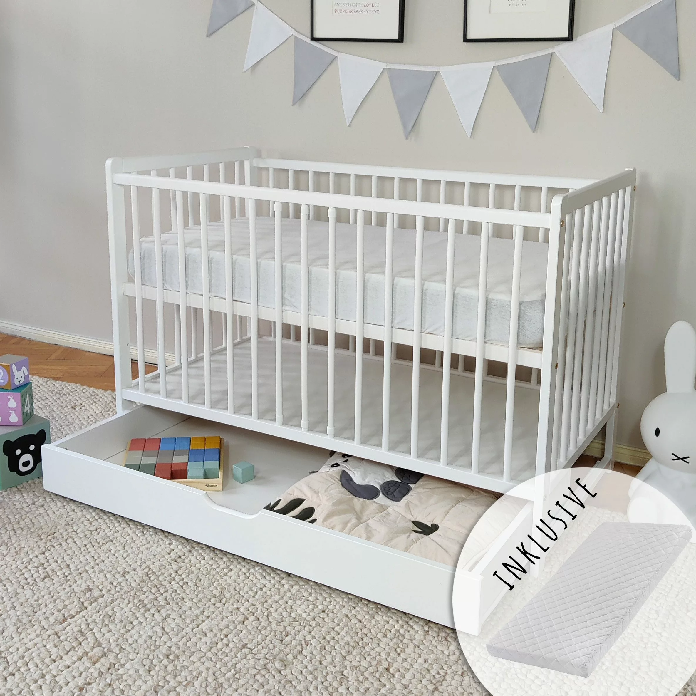 Kids Collective Babybett Gitterbett mit Schublade günstig online kaufen