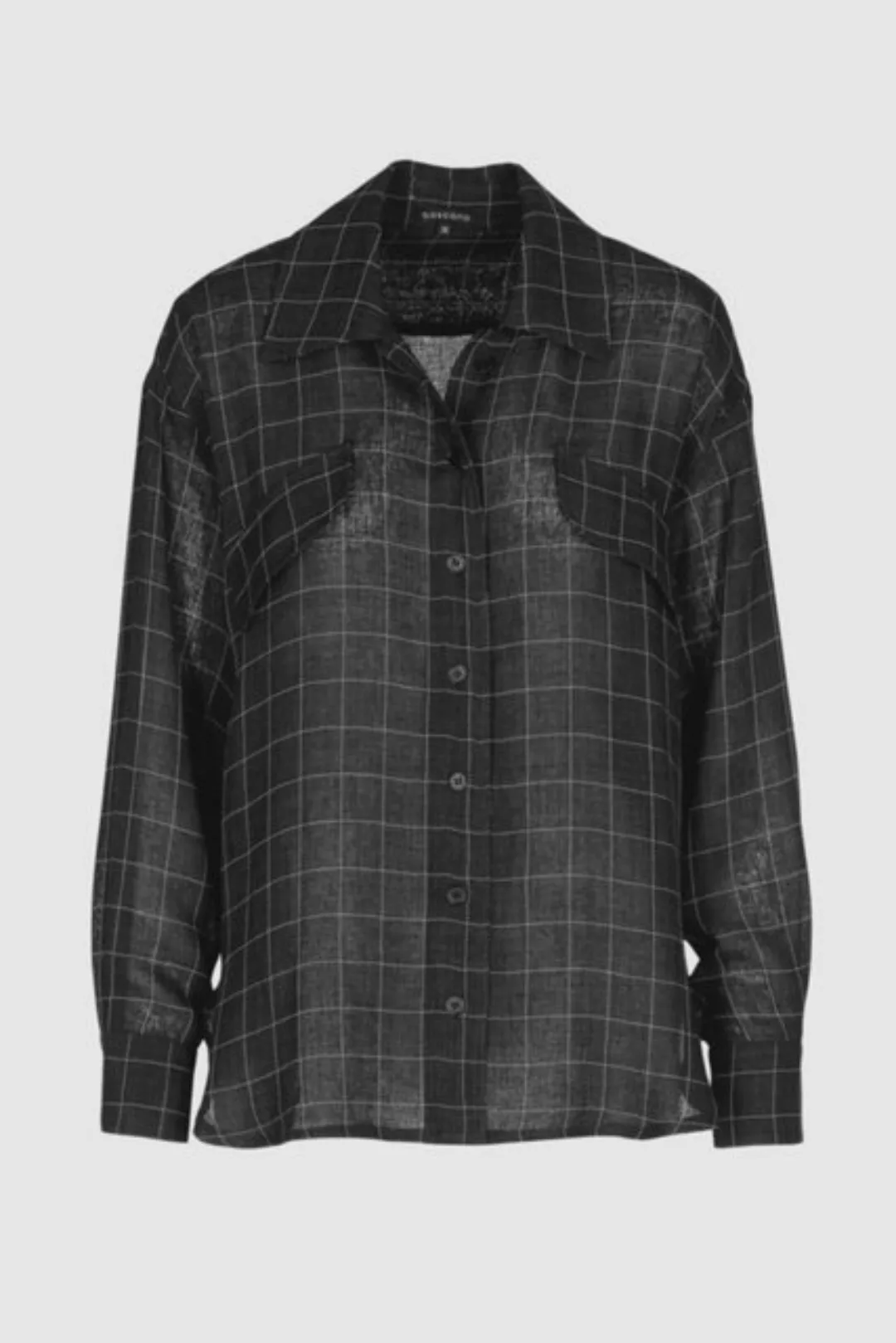 Boscana Hemdbluse Bluse mit Karo-Muster in Anthrazit günstig online kaufen