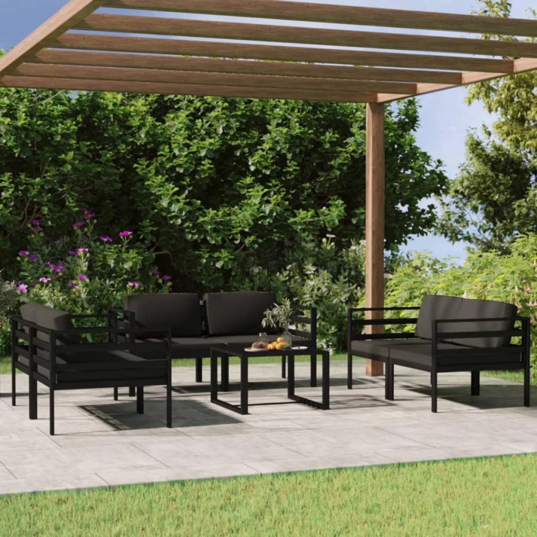 Vidaxl 7-tlg. Garten-lounge-set Mit Kissen Aluminium Anthrazit günstig online kaufen