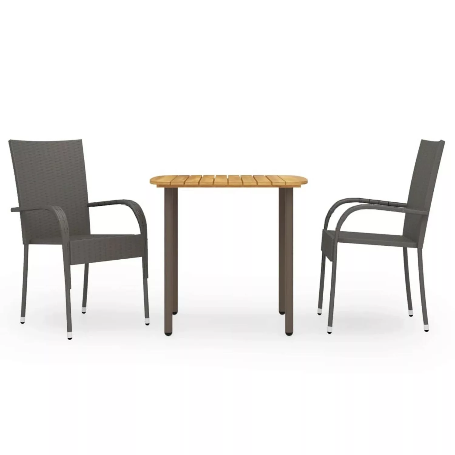 3-tlg. Garten-essgruppe Poly Rattan Braun günstig online kaufen