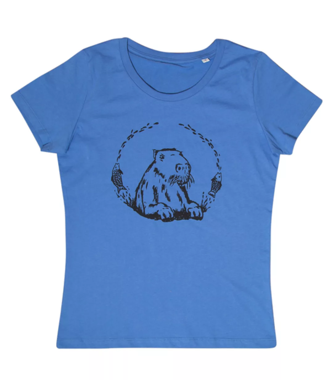 Wanda Wasserschwein - Fair Wear Frauen Bio T-shirt - Brightblue günstig online kaufen