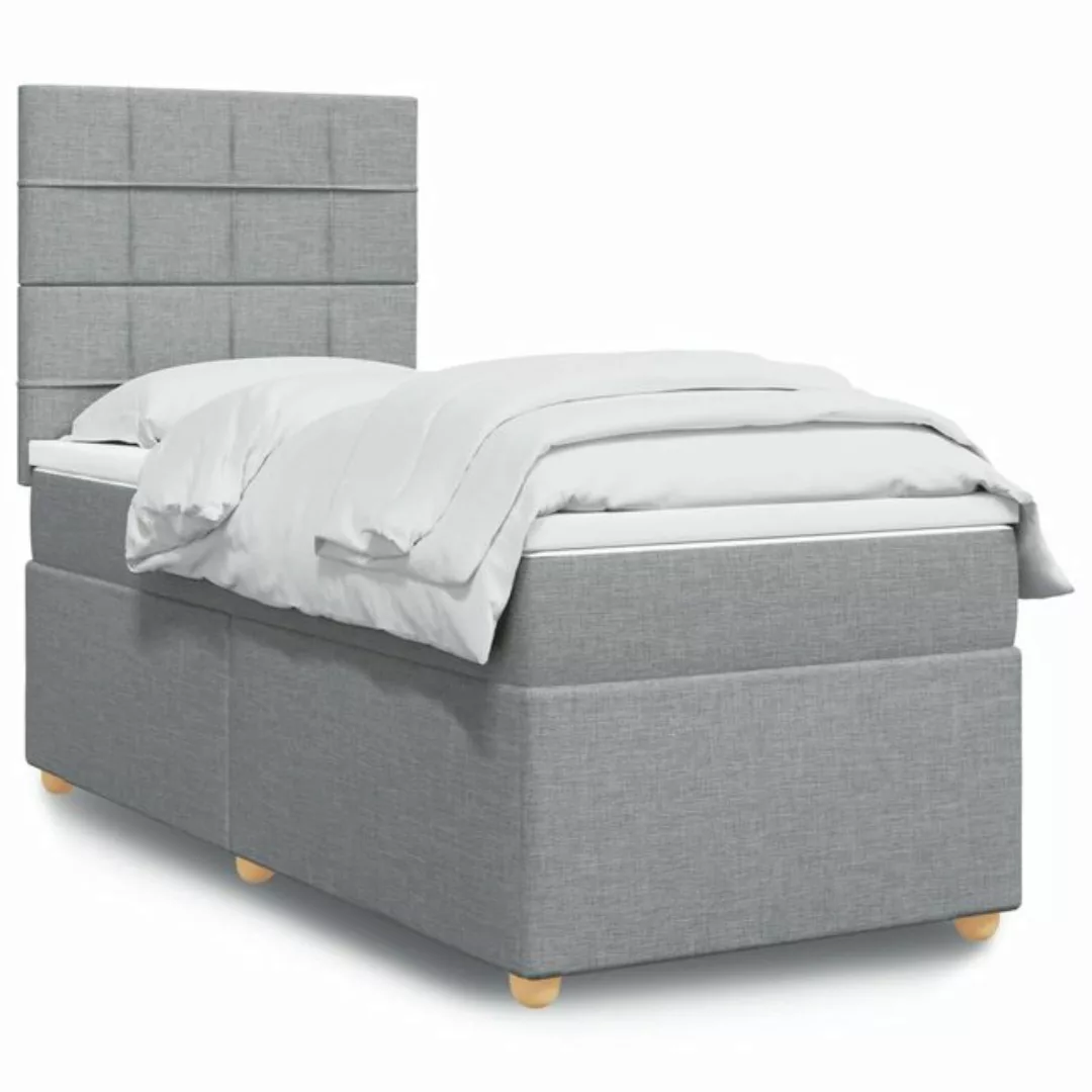 furnicato Bettgestell Boxspringbett mit Matratze Hellgrau 80x200 cm Stoff günstig online kaufen