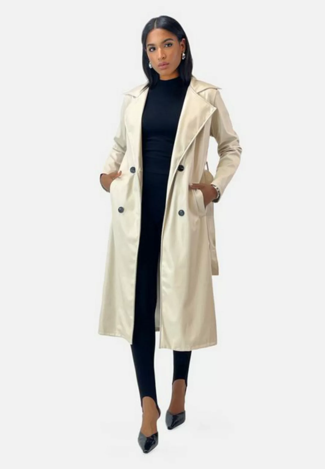 Elara Lederimitatmantel Elara Damen Trenchcoat (1-tlg) günstig online kaufen