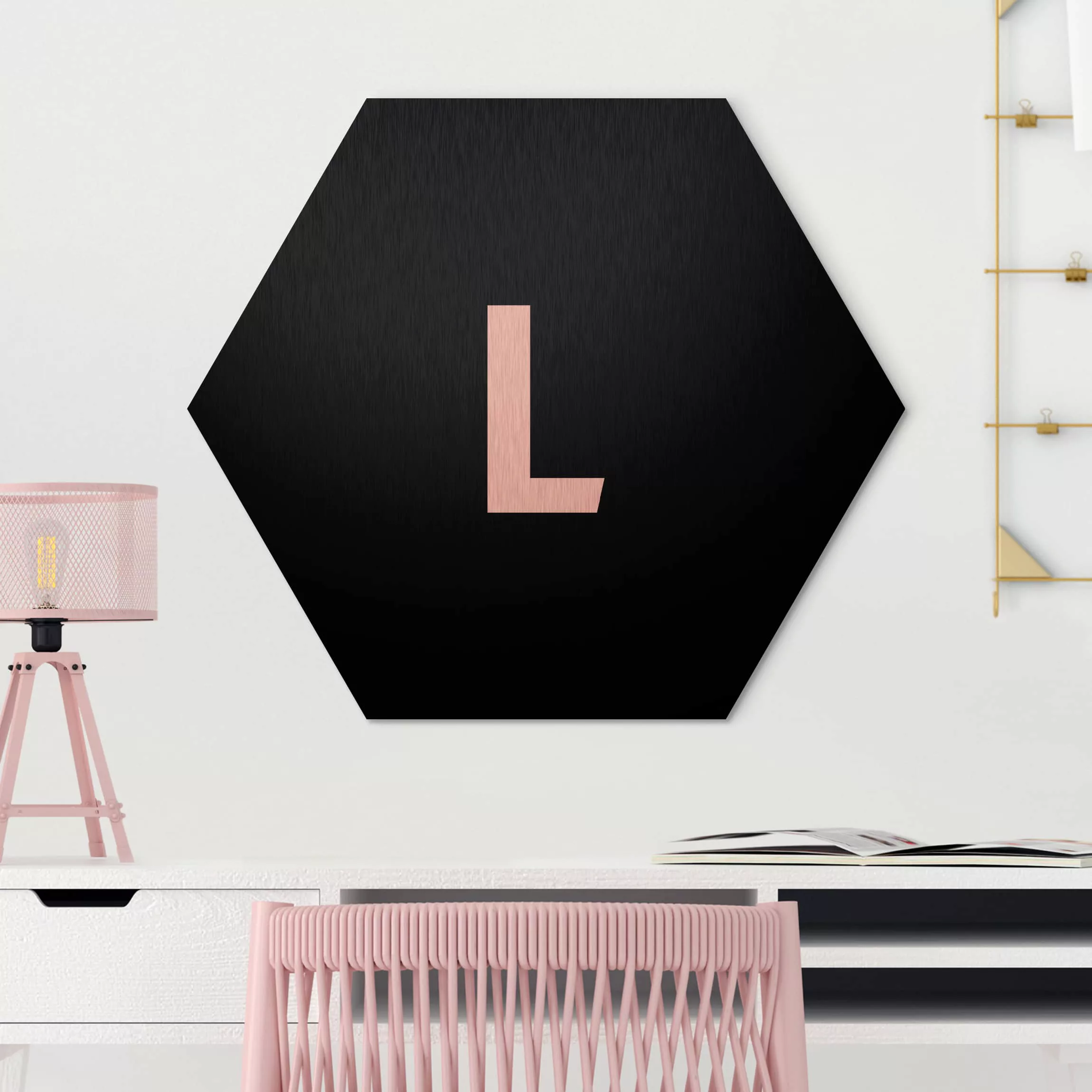 Hexagon-Alu-Dibond Bild Buchstaben Buchstabe Schwarz L günstig online kaufen
