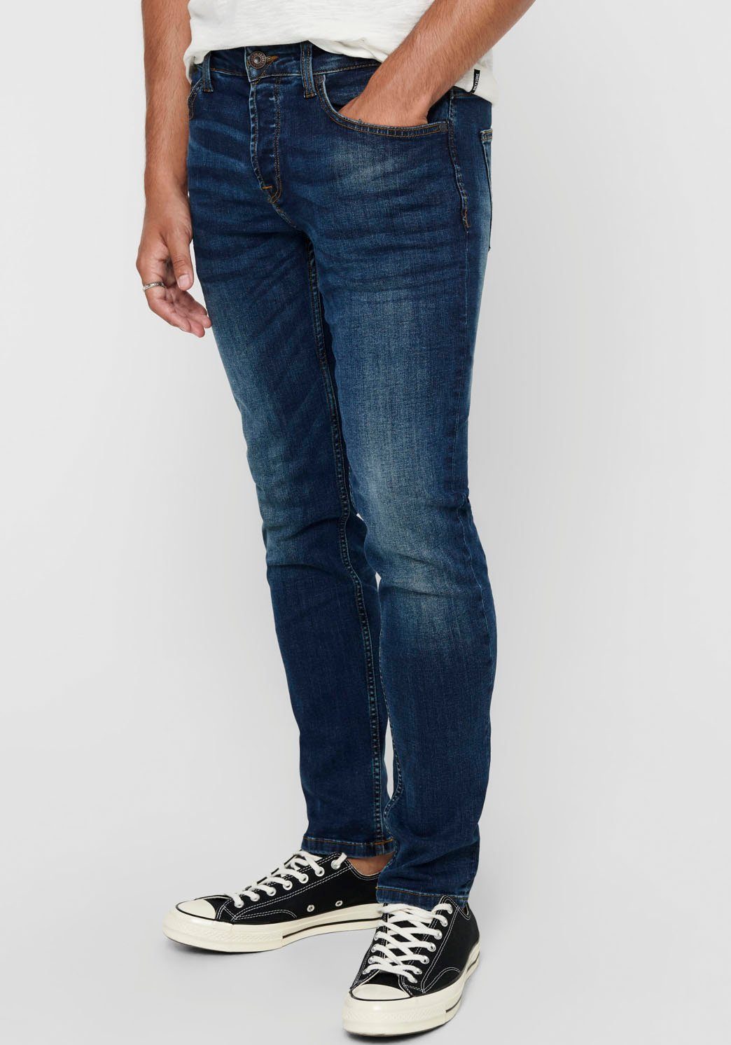 Only & Sons Herren Jeans ONSWEFT 5076 PK - Straight Fit - Blau - Medium Blu günstig online kaufen