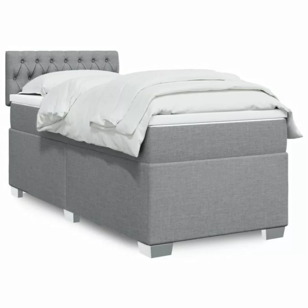 furnicato Bettgestell Boxspringbett mit Matratze Hellgrau 100x200 cm Stoff günstig online kaufen