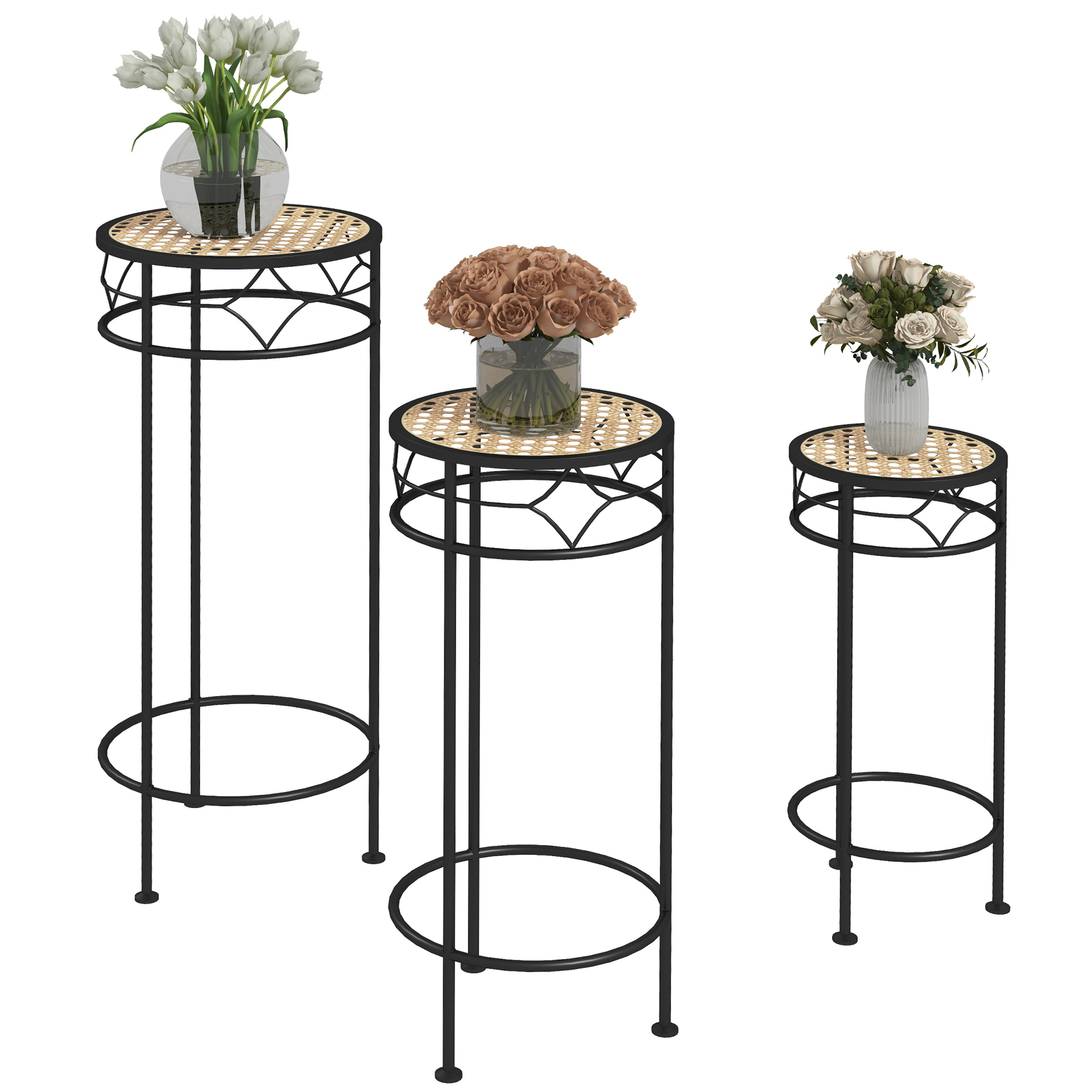 Outsunny Set aus 3 Blumentopfhaltern Pflanzenständer rund Blumenregal Pflan günstig online kaufen