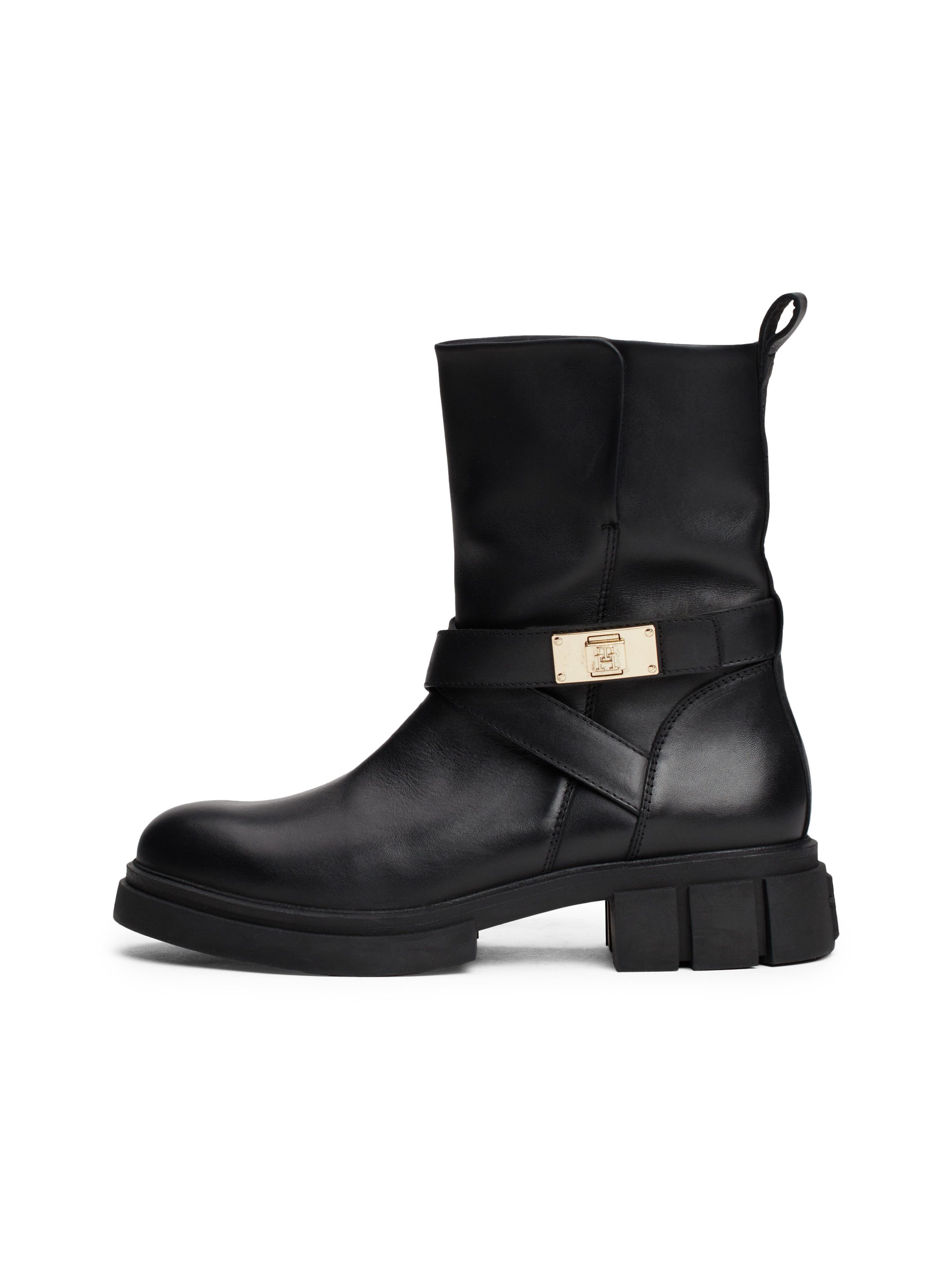 Tommy Hilfiger BIKER LEATHER Bikerboots, Blockabsatz, günstig online kaufen