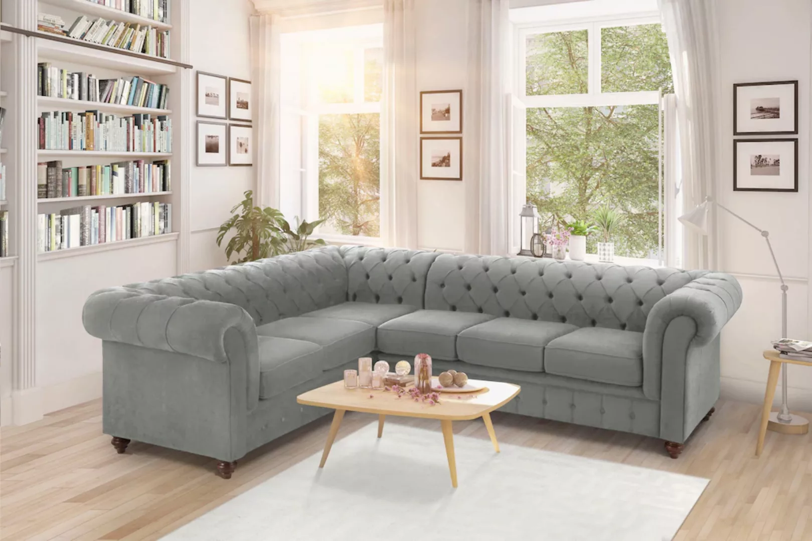 Home affaire Chesterfield-Sofa »Duc Ecksofa L-Form«, hochwertige Knopfheftu günstig online kaufen