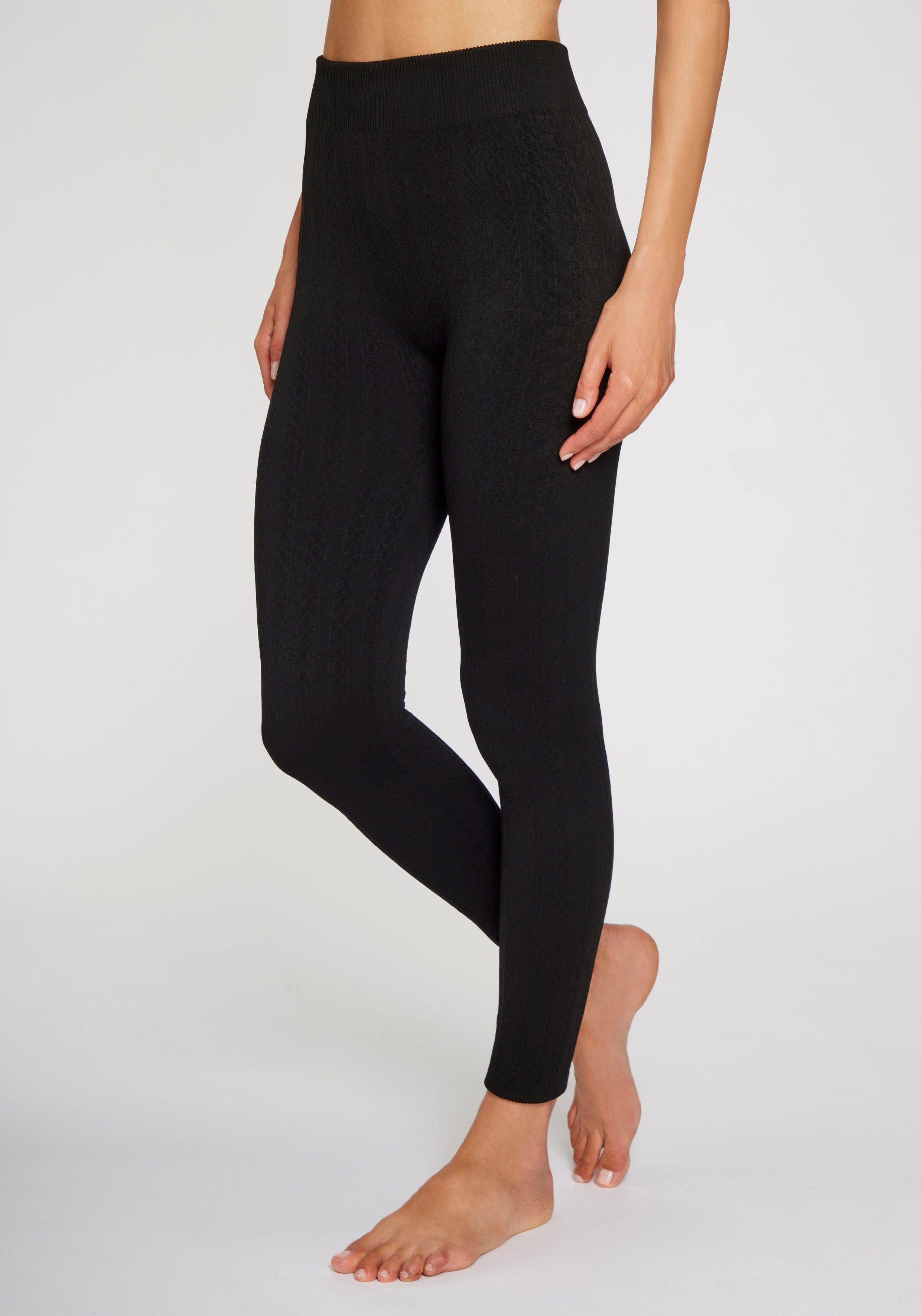 Lavana Strickstrumpfleggings mit Zopfmuster und innen günstig online kaufen