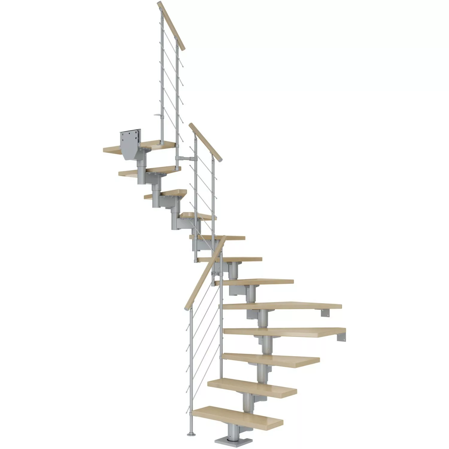 Dolle Mittelholmtreppe Cork Ahorn Perlgrau GH b. 270 cm 1/2 Gewendelt 75 cm günstig online kaufen