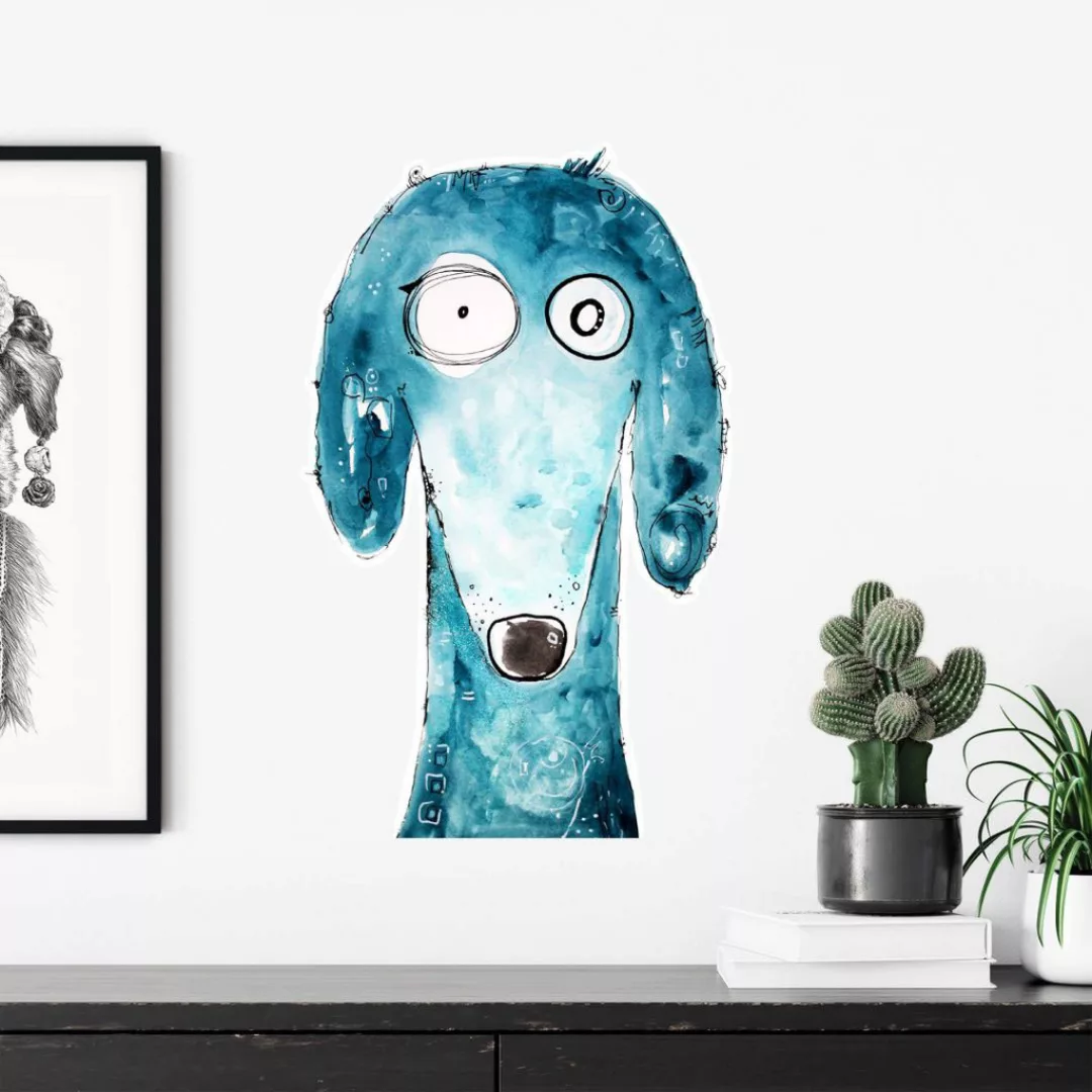 Wall-Art Wandtattoo »Lebensfreude Hund Tobi Blau«, (1 St.), selbstklebend, günstig online kaufen