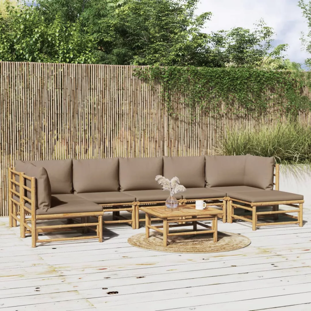 Vidaxl 8-tlg. Garten-lounge-set Mit Kissen Taupe Bambus günstig online kaufen