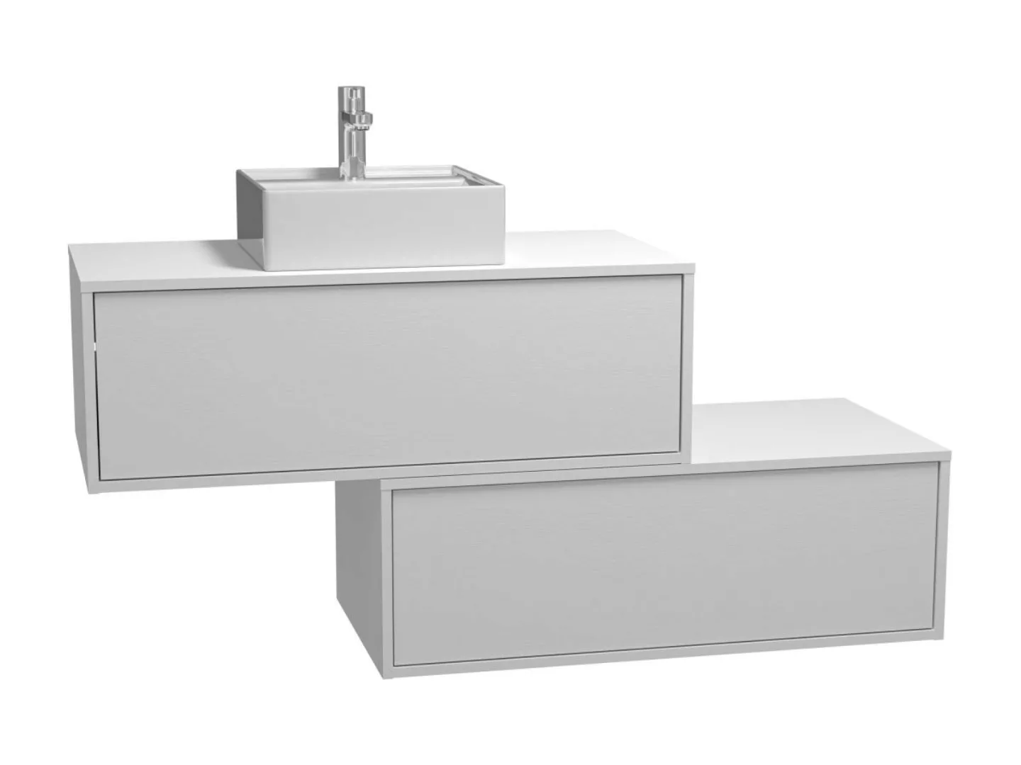 Hängendes Badezimmermöbel mit Einzelwaschbecken und zwei Schubladen - Weiß günstig online kaufen