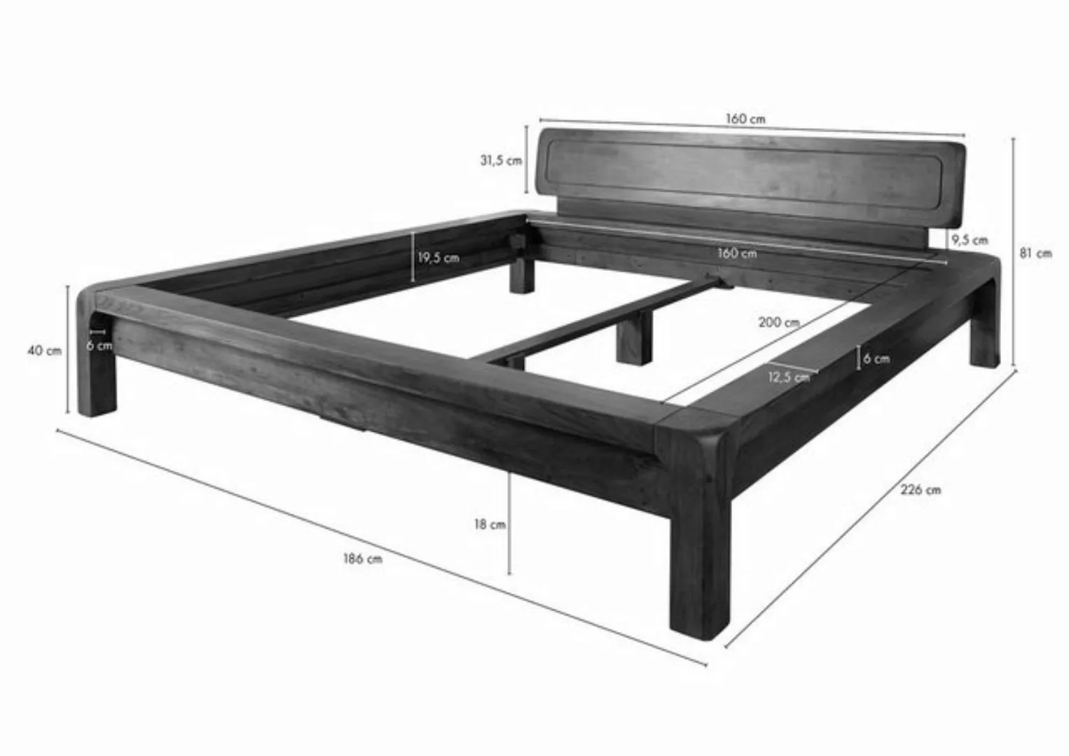 Massivmoebel24 Massivholzbett Bett Akazie 160x200x80 honig lackiert BUENO # günstig online kaufen