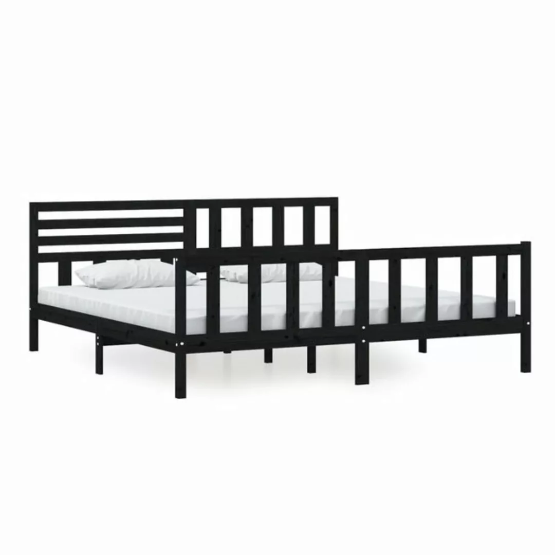 vidaXL Bettgestell Massivholzbett Schwarz 200x200 cm Doppelbett Bett Bettra günstig online kaufen