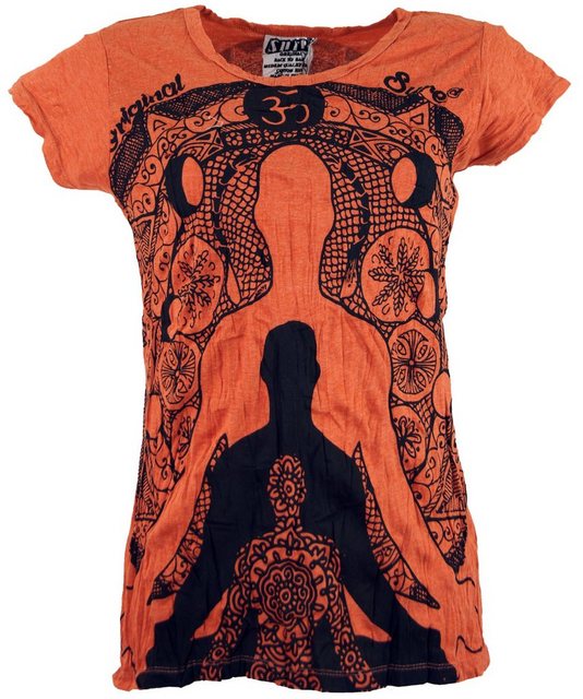 Guru-Shop T-Shirt Sure T-Shirt Meditation Buddha - rostorange Goa Style, al günstig online kaufen