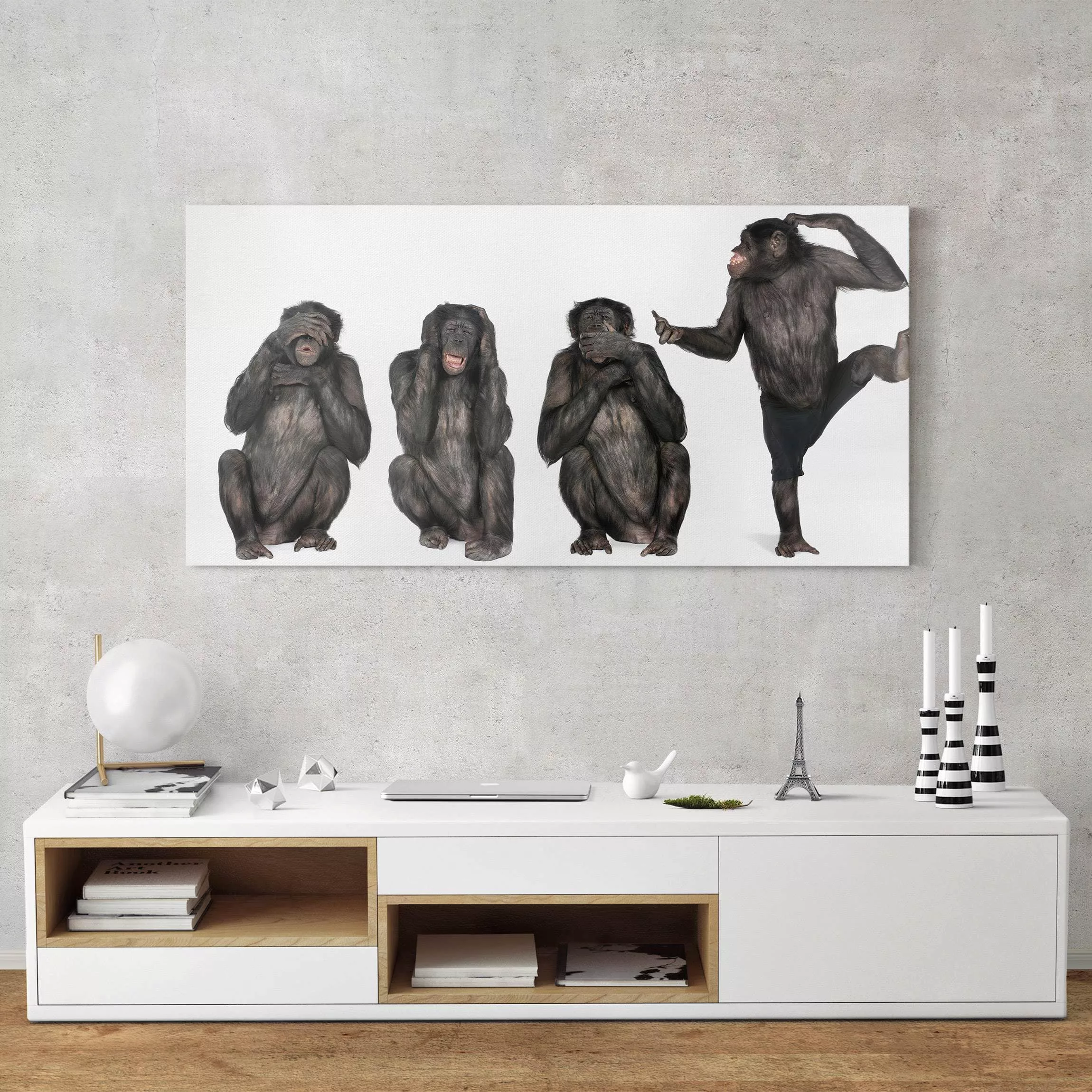 Leinwandbild Tiere - Querformat Affen Clique günstig online kaufen