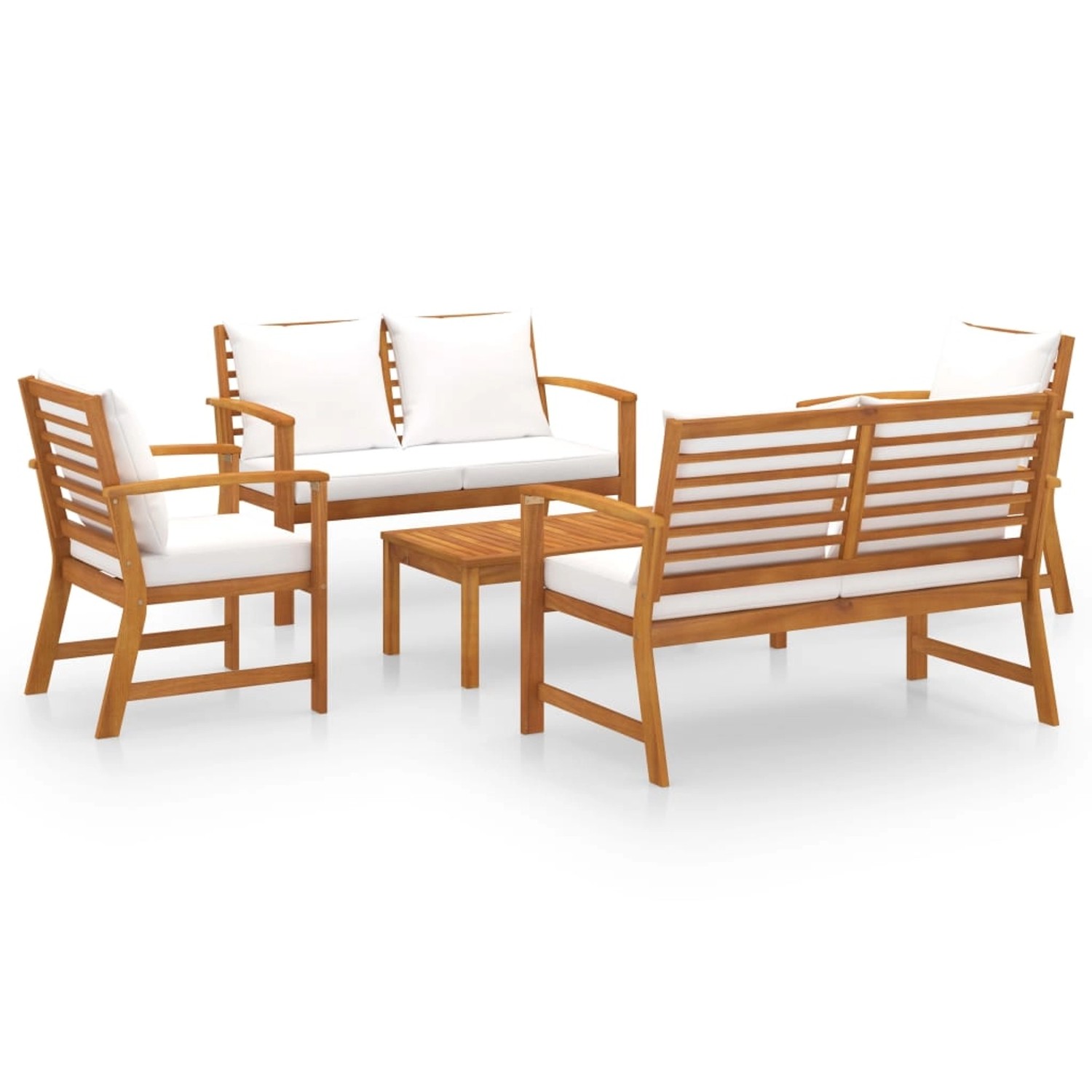 5-tlg. Garten-lounge-set Mit Auflagen Massivholz Akazie günstig online kaufen