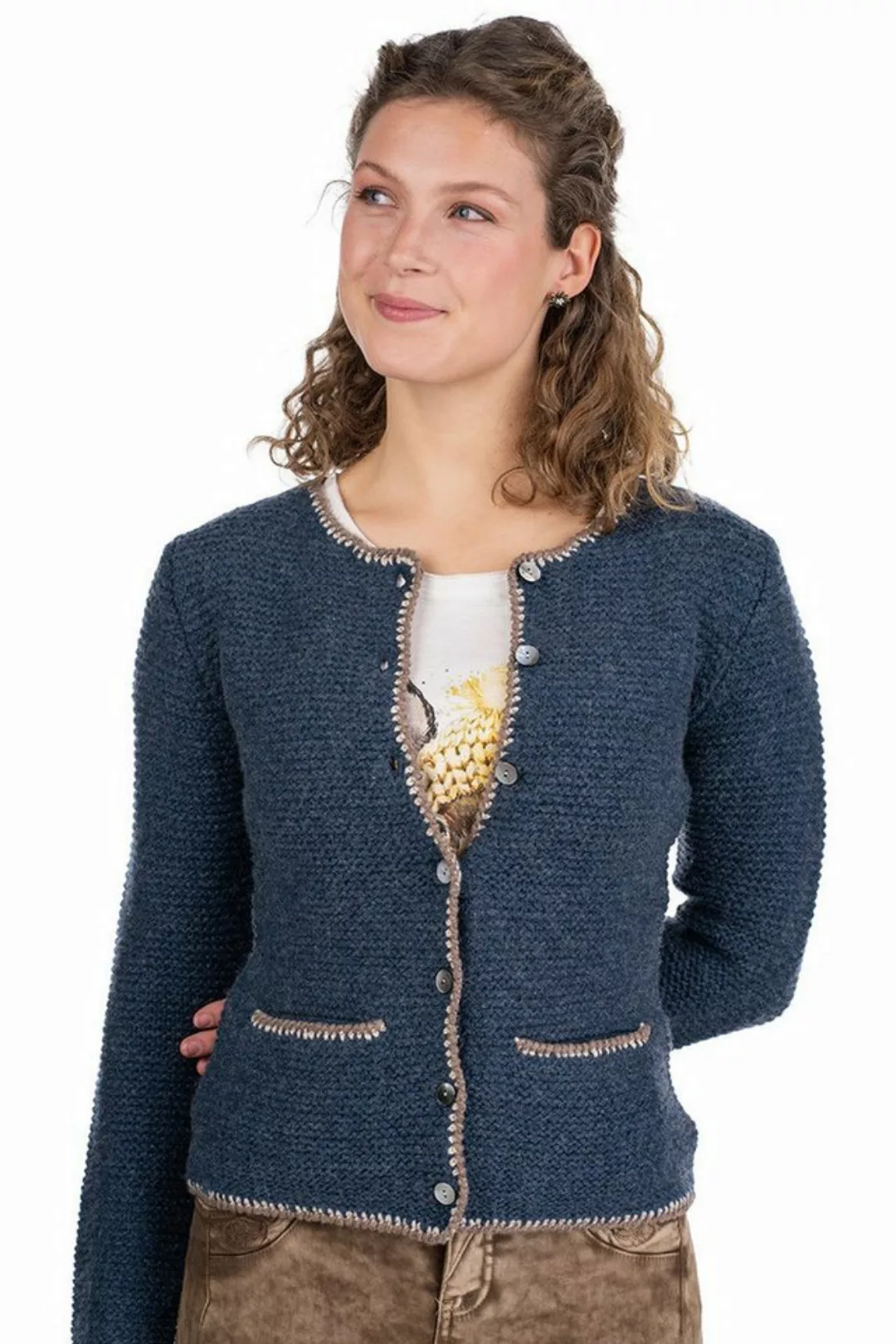 Hammerschmid Trachtenstrickjacke Trachten Strickjacke - TYROL - rauchblau günstig online kaufen