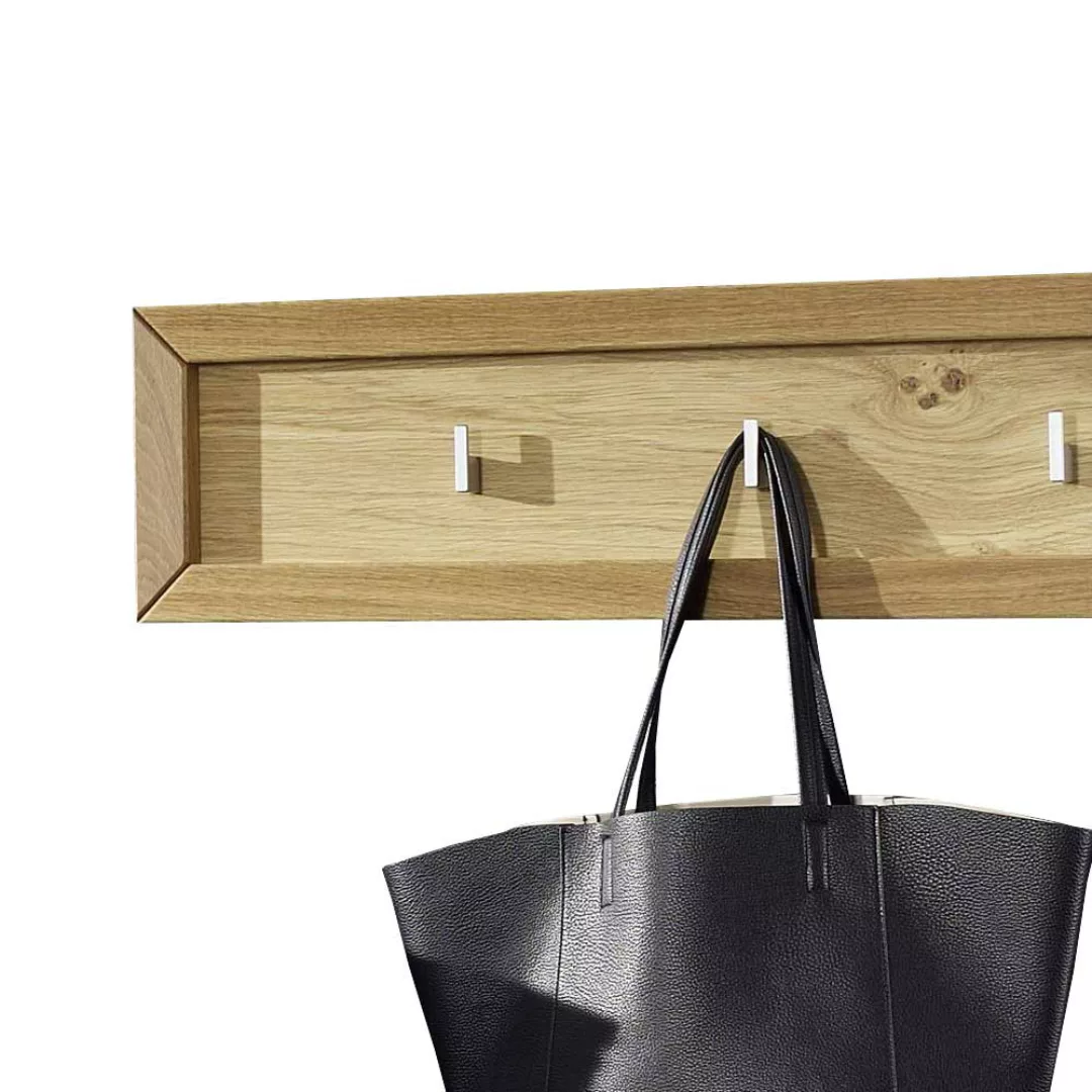 Wandgarderobe aus Wildeiche Massivholz mit Haken günstig online kaufen