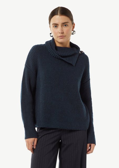 Comma Langarmshirt Rollkragenpullover mit Zierknöpfen Zierknopf günstig online kaufen