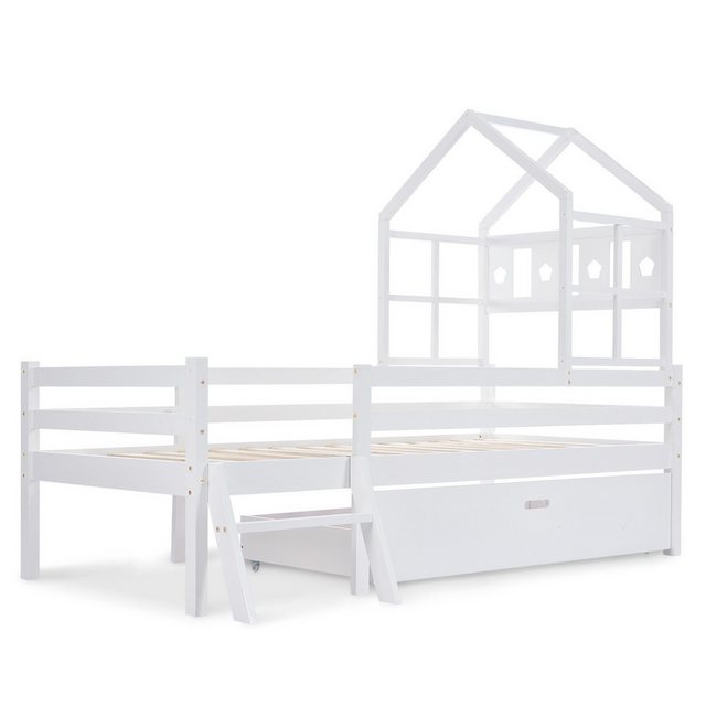 Gotagee Kinderbett Hausbett Leiter Schubladen Einzelbett Hochbett 90x200cm günstig online kaufen