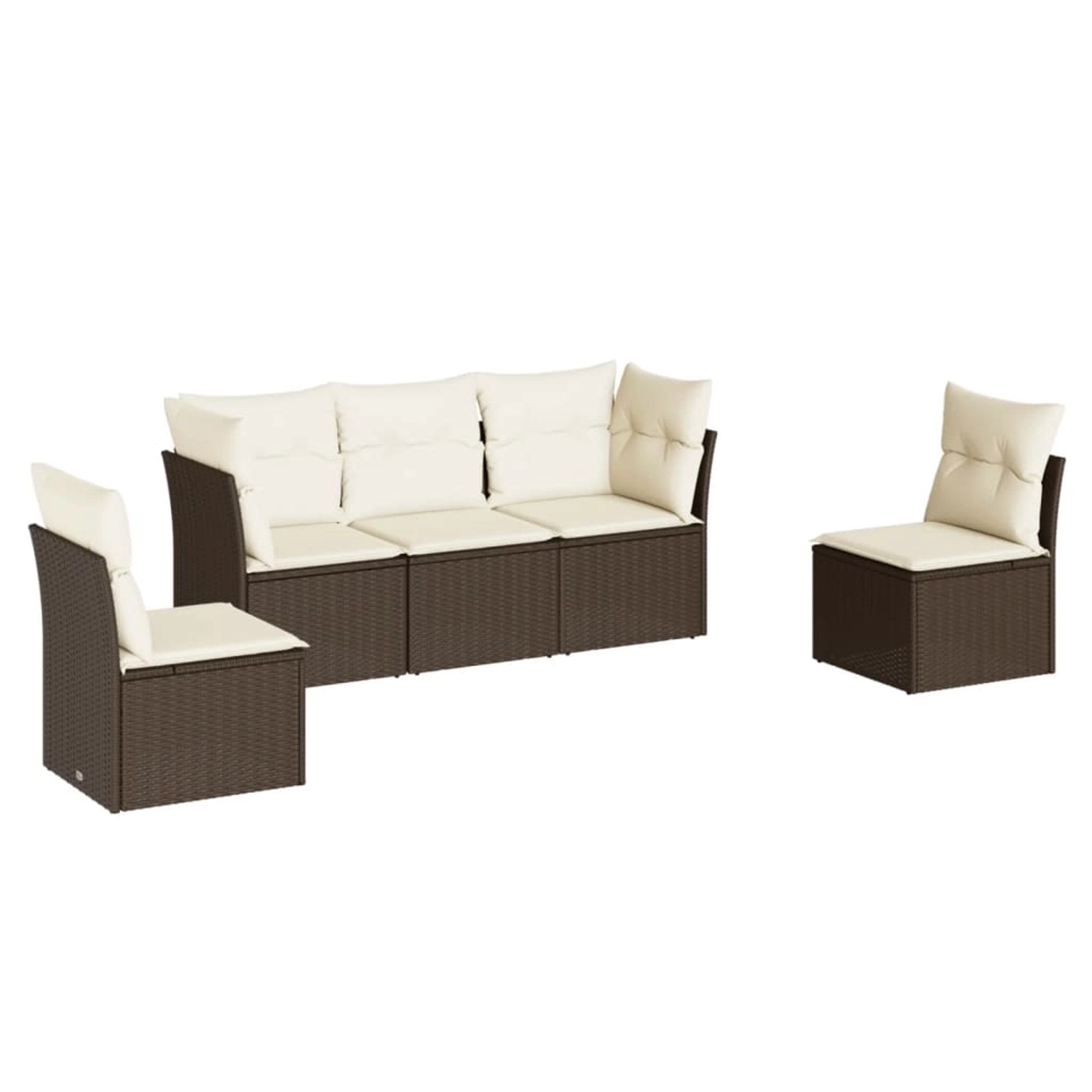 vidaXL 5-Tlg Garten-Sofagarnitur mit Kissen Braun Poly Rattan 3249192 günstig online kaufen