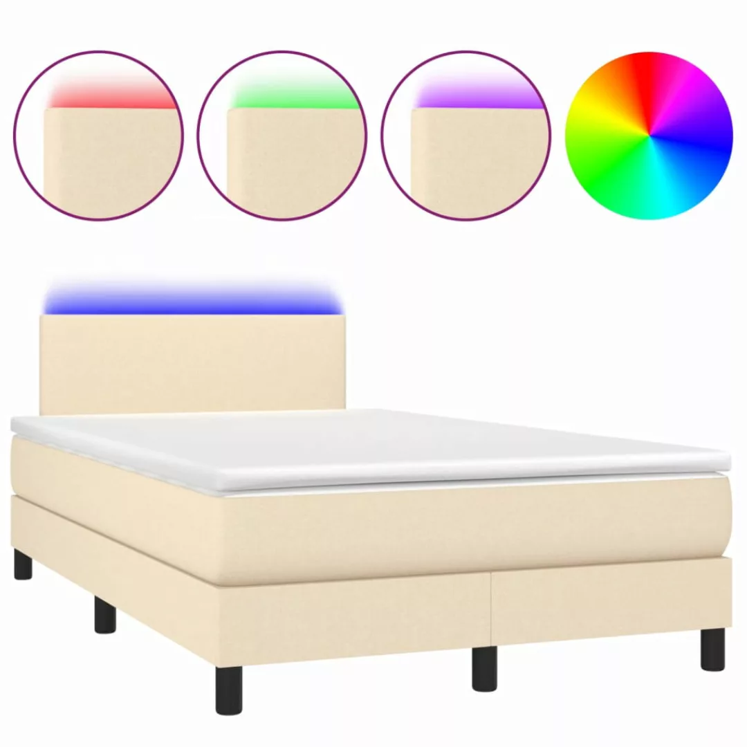 Vidaxl Boxspringbett Mit Matratze & Led Creme 120x200 Cm Stoff günstig online kaufen