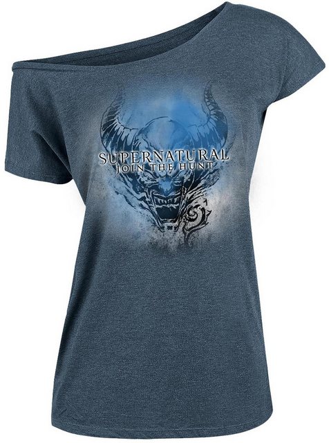 Supernatural Evil Damen Loose-Shirt blau meliert günstig online kaufen