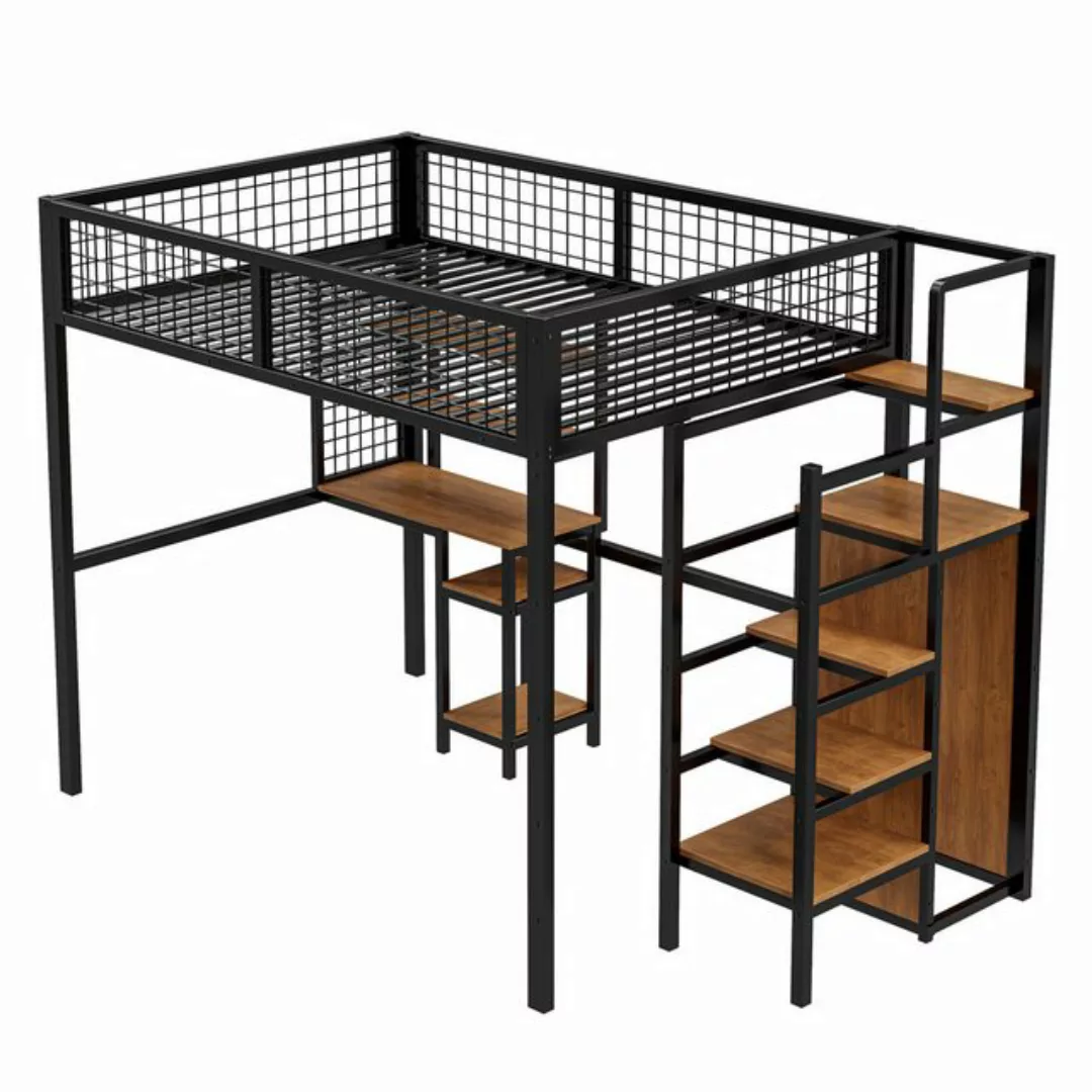 Odikalo Kinderbett Hochbett 90/140x200 Leiter Eisenrahmen Kleiderschrank Co günstig online kaufen