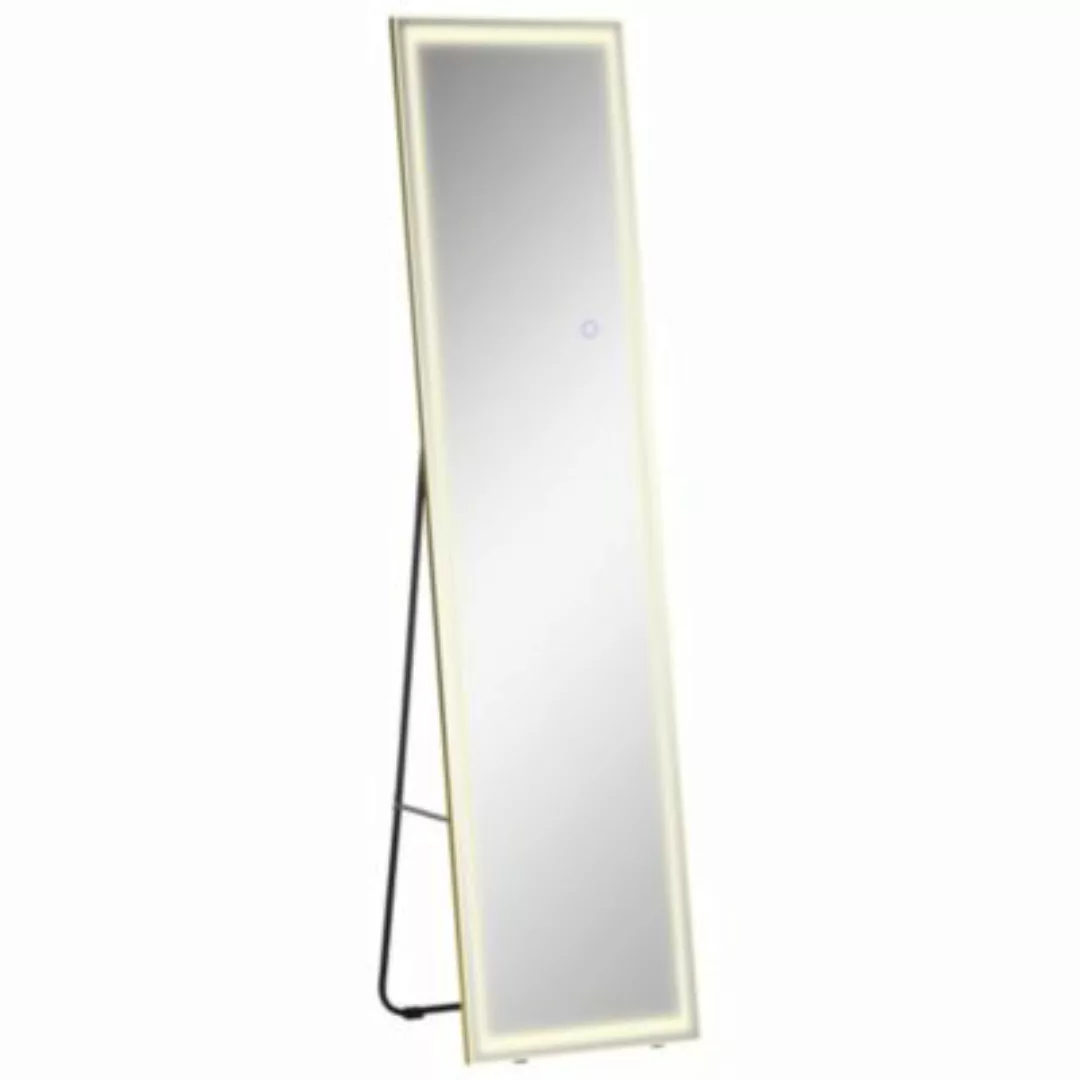 HOMCOM Wandspiegel mit LED  2 in 1 Standspiegel, Ganzkörperspiegel, Alumini günstig online kaufen
