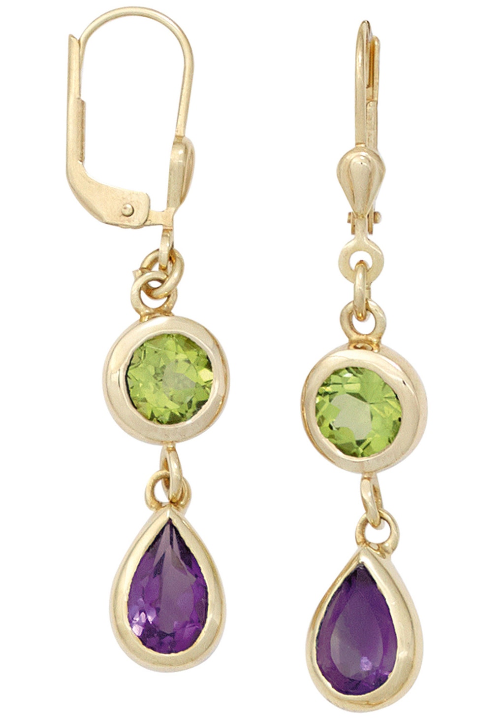 JOBO Paar Ohrhänger "Ohrringe mit Amethyst und Peridot", 585 Gold günstig online kaufen